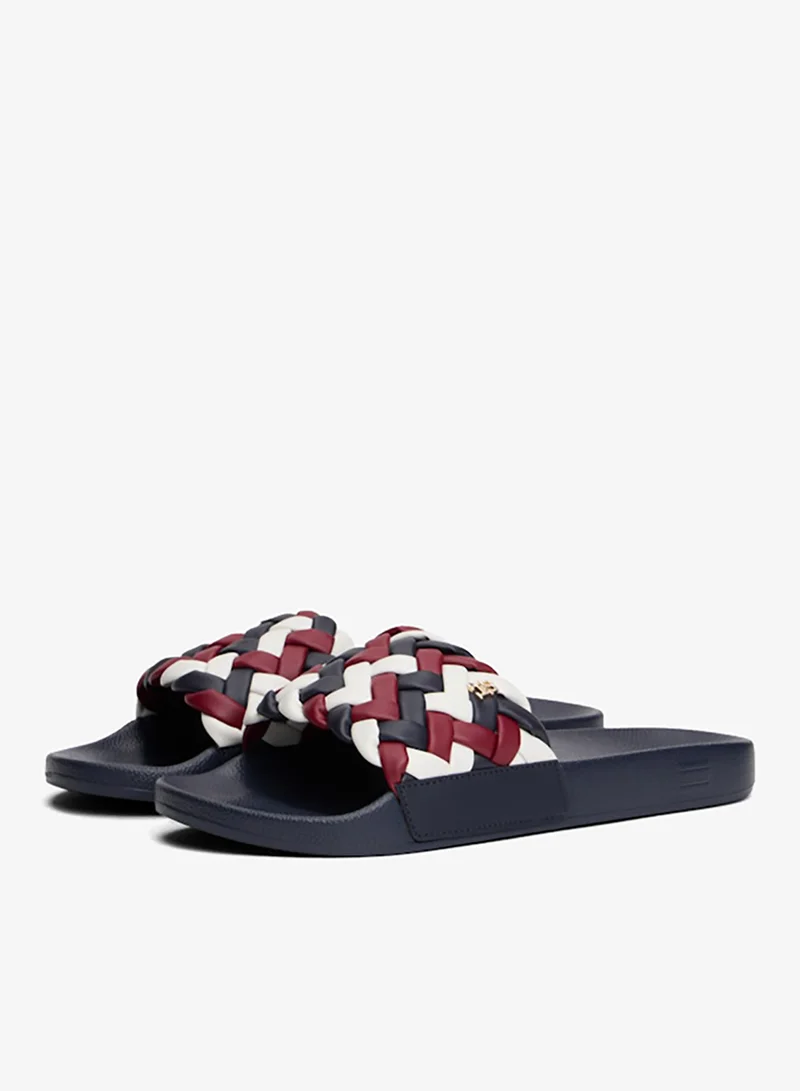 TOMMY HILFIGER  TH Monogram Braided Strap Pool Slides for Women | Best Price UAE
